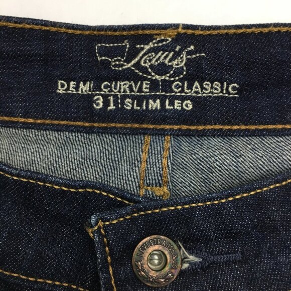 Levi's Women's Jeans Demi Curve Classic Slim Straight Leg Dark Wash size 12 - Picture 4 of 9